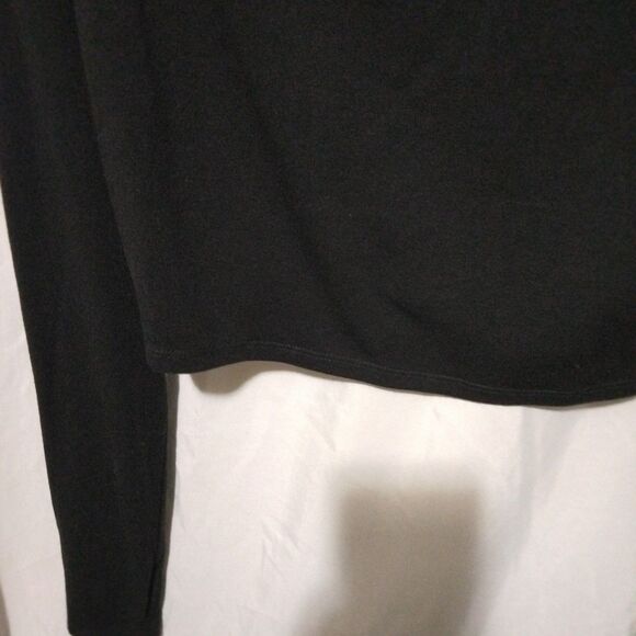 FOREVER 21 Cropped Hooded Sweatshirt Women's Size M BLACK STRETCH Hoodie - Picture 2 of 8